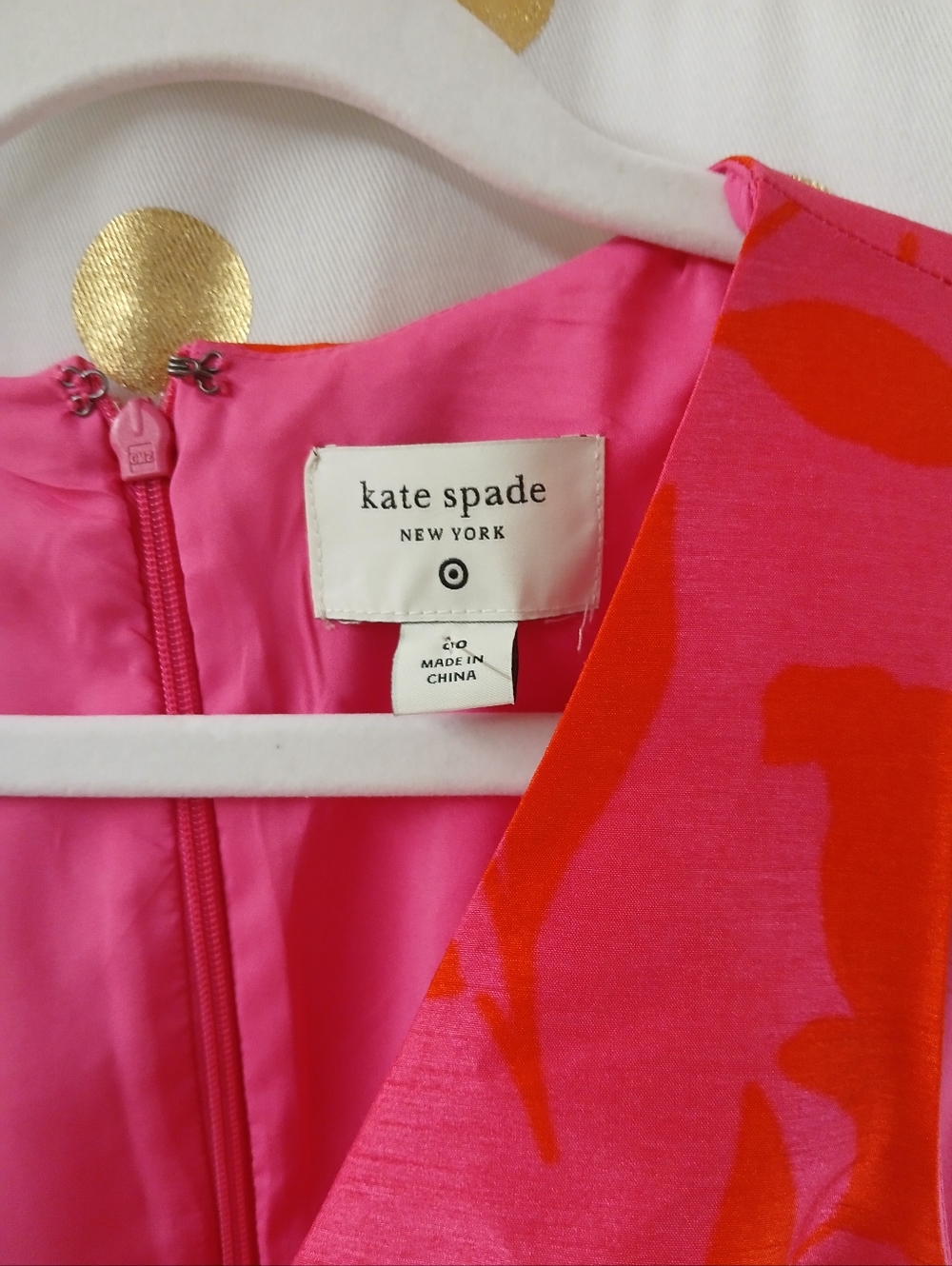 kate spade Pink and Coral Floral Peplum Midi Dress Sz 00 - Picture 6 of 6